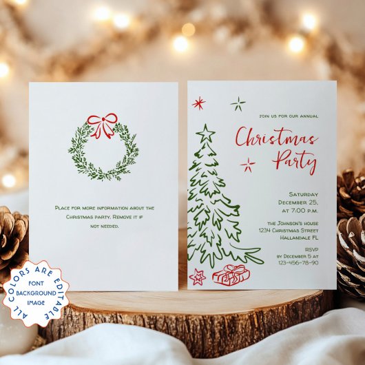 Funky Hand Drawn Whimsical Christmas Holiday Party Kaart