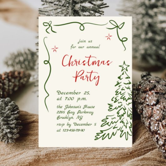 Funky Hand Drawn Whimsical Christmas Holiday Party Kaart