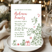 Funky Hand Drawn Whimsical Christmas Holiday Party Kaart