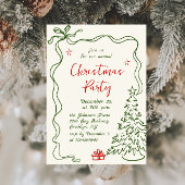 Funky Hand Drawn Whimsical Christmas Holiday Party Kaart