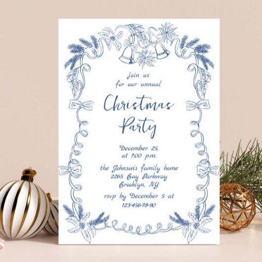 Funky Hand Drawn Whimsical Christmas Holiday Party Kaart