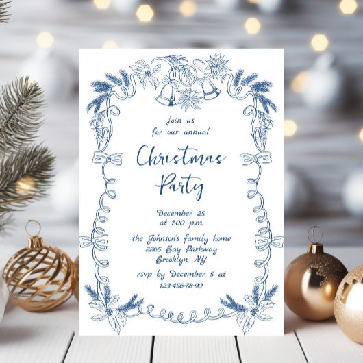Funky Hand Drawn Whimsical Christmas Holiday Party Kaart