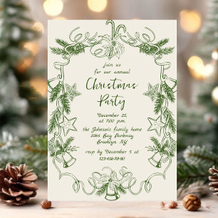 Funky Hand Drawn Whimsical Christmas Holiday Party Kaart