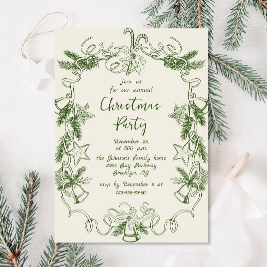 Funky Hand Drawn Whimsical Christmas Holiday Party Kaart