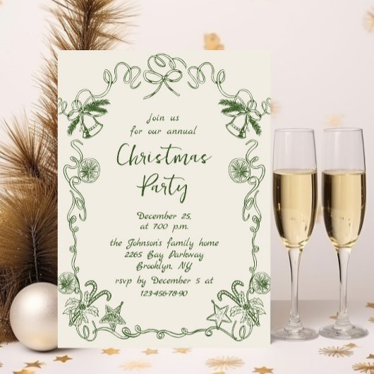 Funky Hand Drawn Whimsical Christmas Holiday Party Kaart
