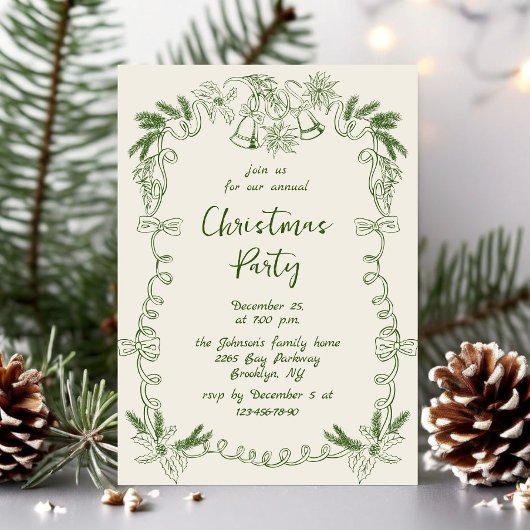Funky Hand Drawn Whimsical Christmas Holiday Party Kaart