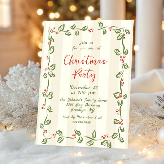 Funky Hand Drawn Whimsical Christmas Holiday Party Kaart