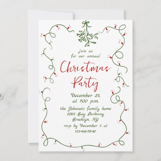 Funky Hand Drawn Whimsical Christmas Holiday Party Kaart (Voorkant)