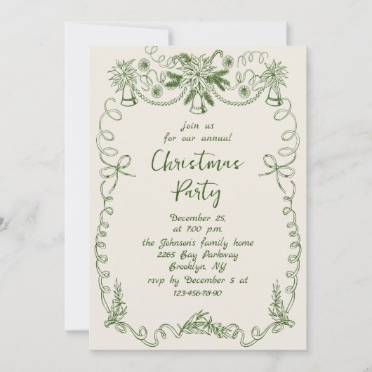 Funky Hand Drawn Whimsical Christmas Holiday Party Kaart (Voorkant)