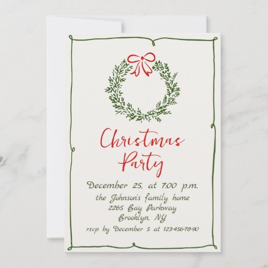 Funky Hand Drawn Whimsical Christmas Holiday Party Kaart (Voorkant)