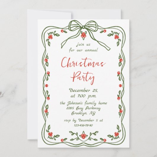 Funky Hand Drawn Whimsical Christmas Holiday Party Kaart (Voorkant)