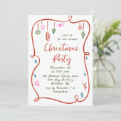 Funky Hand Drawn Whimsical Christmas Holiday Party Kaart (Staand voorkant)