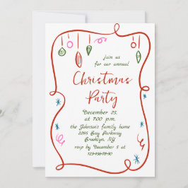 Funky Hand Drawn Whimsical Christmas Holiday Party Kaart