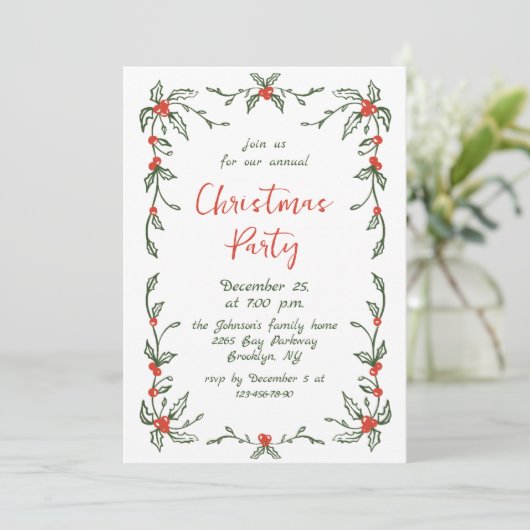 Funky Hand Drawn Whimsical Christmas Holiday Party Kaart (Staand voorkant)