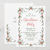 Funky Hand Drawn Whimsical Christmas Holiday Party Kaart (Voorkant / Achterkant)