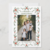 Funky Hand Drawn Whimsical Retro Christmas 3 Photo Feestdagenkaart (Voorkant)