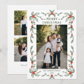 Funky Hand Drawn Whimsical Retro Christmas 3 Photo Feestdagenkaart (Voorkant / Achterkant)