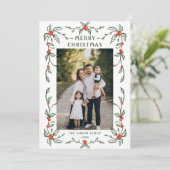 Funky Hand Drawn Whimsical Retro Christmas 3 Photo Feestdagenkaart (Staand voorkant)