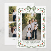 Funky Hand Drawn Whimsical Retro Christmas 3 Photo Feestdagenkaart (Voorkant / Achterkant)