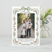 Funky Hand Drawn Whimsical Retro Christmas 3 Photo Feestdagenkaart (Staand voorkant)