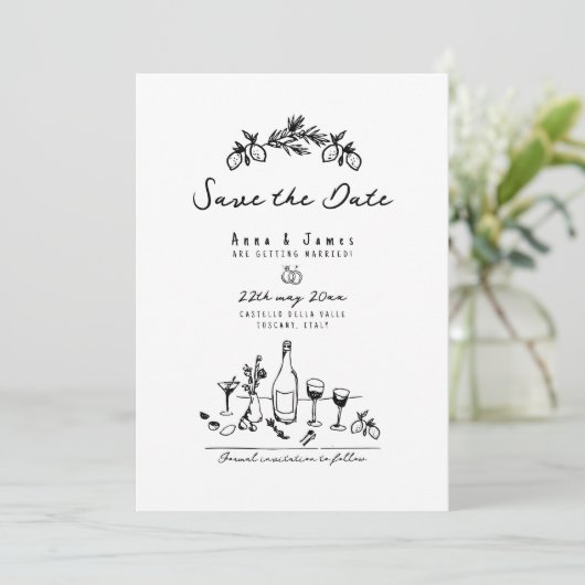 funky hand getekend grillige Italiaanse bruiloft Kaart (Staand voorkant)