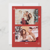 Funky Hand getekend grillige retro kerst 3 foto Feestdagenkaart (Achterkant)