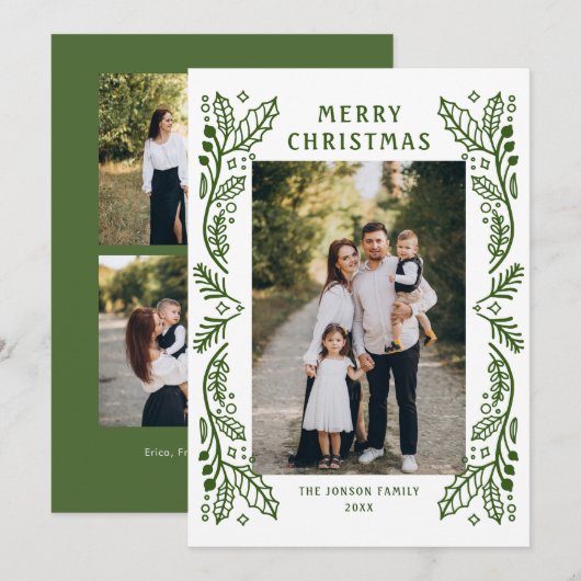 Funky Hand getekend grillige retro kerst 3 foto Feestdagenkaart (Voorkant / Achterkant)