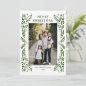 Funky Hand getekend grillige retro kerst 3 foto Feestdagenkaart (Staand voorkant)