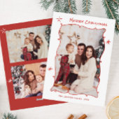 Funky Hand getekend grillige retro kerst 3 foto Feestdagenkaart