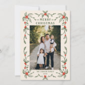 Funky Hand getekend grillige retro kerst 3 foto Feestdagenkaart (Voorkant)