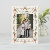 Funky Hand getekend grillige retro kerst 3 foto Feestdagenkaart (Staand voorkant)