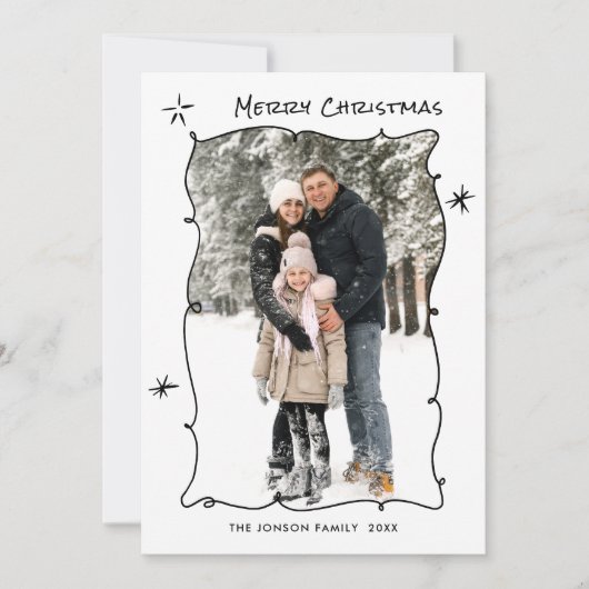 Funky Hand getekend krabbel retro kerst 5 foto Feestdagenkaart (Voorkant)