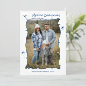 Funky Hand getekend krabbel retro kerst 5 foto Feestdagenkaart (Staand voorkant)