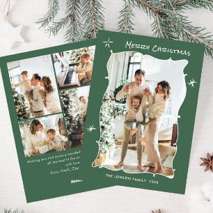 Funky Hand getekend krabbel retro kerst 5 foto Feestdagenkaart