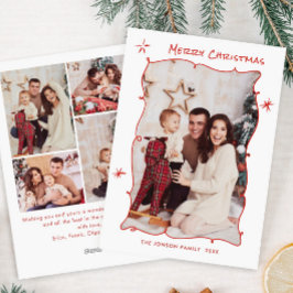 Funky Hand getekend krabbel retro kerst 5 foto Feestdagenkaart