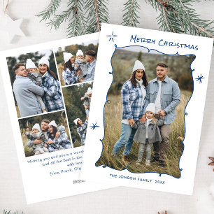 Funky Hand getekend krabbel retro kerst 5 foto Feestdagenkaart