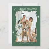 Funky Hand getekend krabbel retro kerst 5 foto Feestdagenkaart (Voorkant)