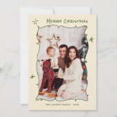 Funky Hand Getekende Krabbel Retro Kerst 5 Foto Feestdagenkaart (Voorkant)