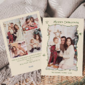 Funky Hand Getekende Krabbel Retro Kerst 5 Foto Feestdagenkaart