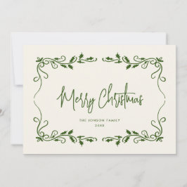 Funky Hand Getekende Krabbel Retro Kerstmis Feestdagenkaart