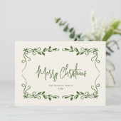 Funky Hand Getekende Krabbel Retro Kerstmis Feestdagenkaart (Staand voorkant)