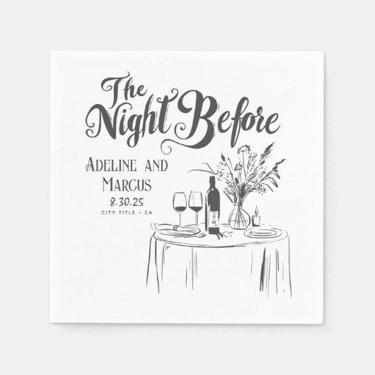 Funky hand getekende repetitie diner de avond ervo servet (Voorkant)