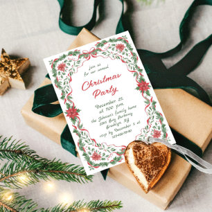 Funky Hand Getekende Whimsical Kerstvakantie Feest Kaart