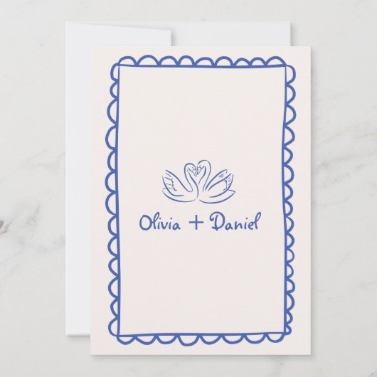 Funky Hand Getrokken Blauw Handschrift Huwelijk Kaart (Achterkant)