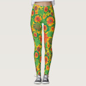 Funky Hand getrokken bloemen Leggings (Voorkant)