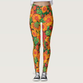 Funky Hand getrokken bloemen Leggings