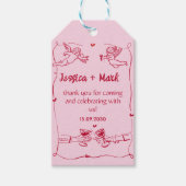 Funky Hand getrokken bruiloft dank u Cadeaulabel (Voorkant)