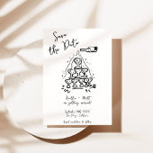 Funky Hand getrokken Champagne Tower bruiloft Kaart