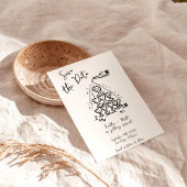 Funky Hand getrokken Champagne Tower bruiloft Kaart