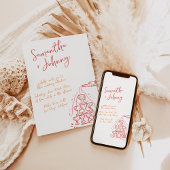 Funky Hand getrokken Champagne Tower bruiloft Kaart